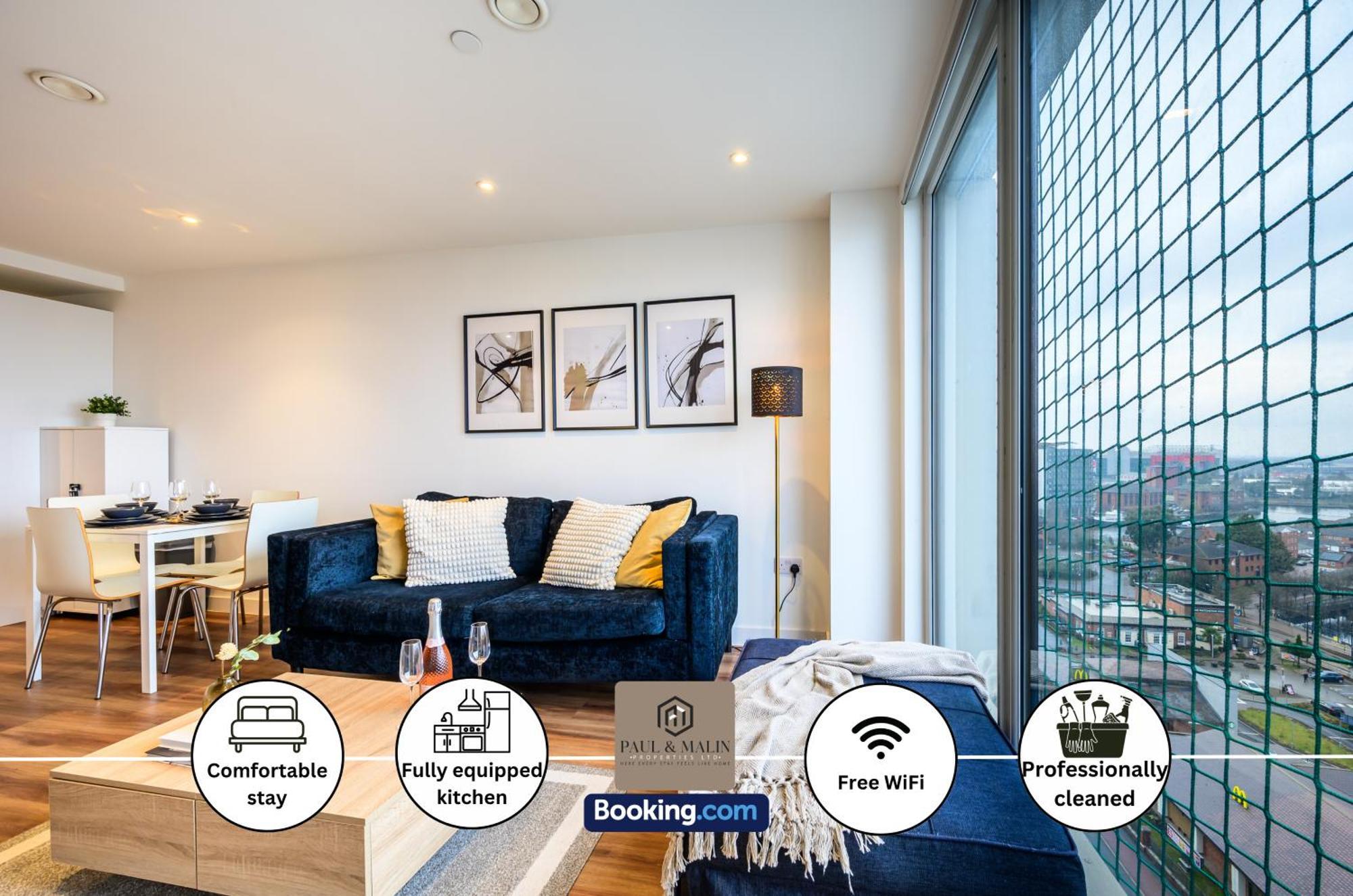 2 Bedroom By Paul & Malin Short Lets & Serviced Stretford With Free Wifi & Gym Access Apartamento *